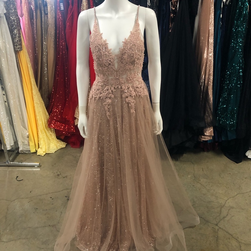 Andrea & Leo Rose Gold Prom Dress - Style A0681
